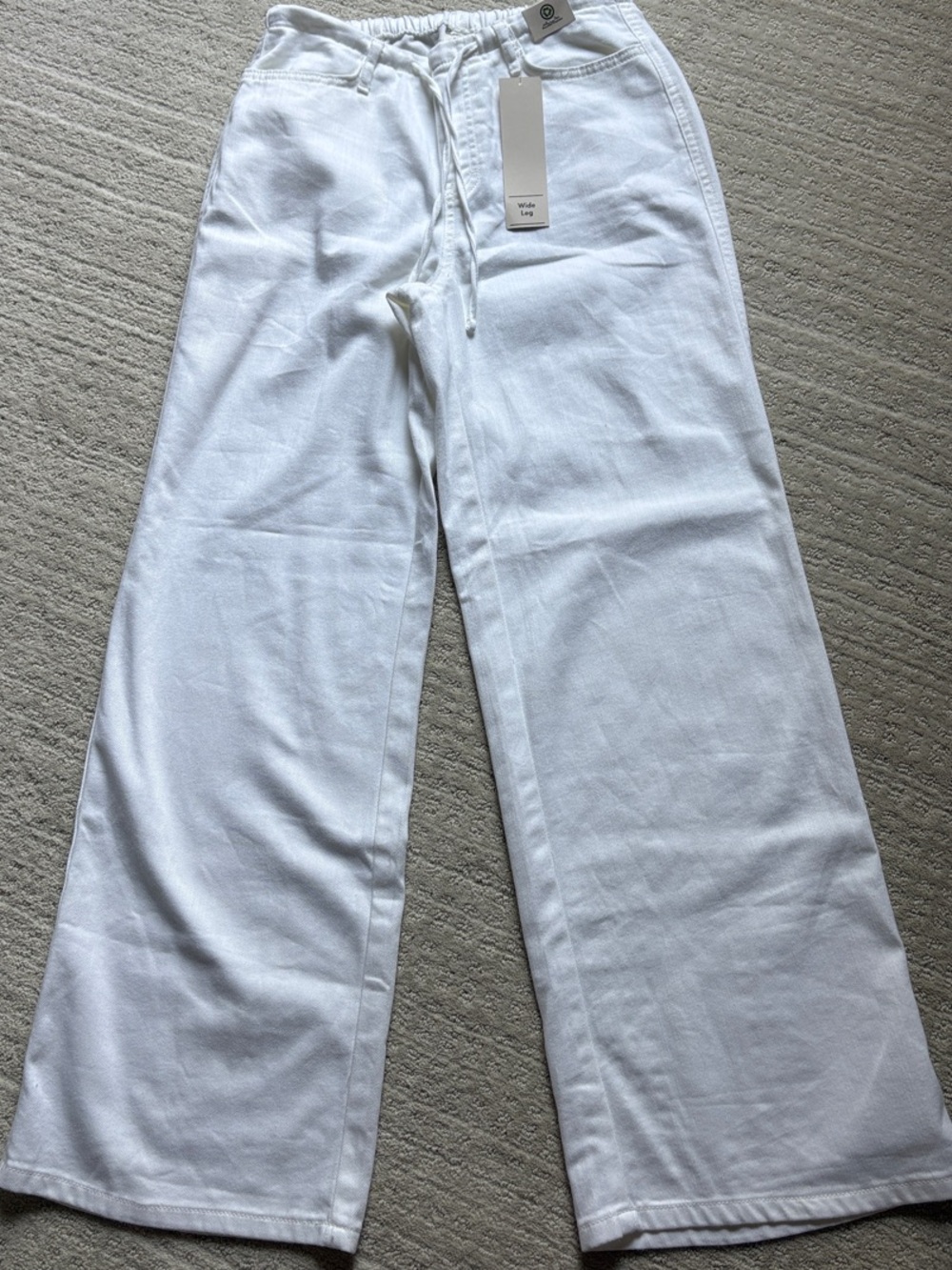 No Boundaries White Wide-Leg Drawstring Pants
